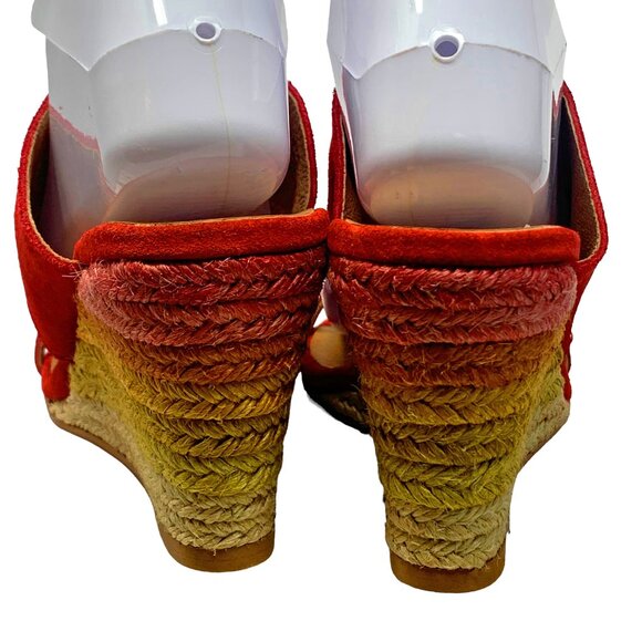 Free People Glorieta Red Suede Rainbow Ombre‎ Espadrille Wedge Sandals - Picture 8 of 12